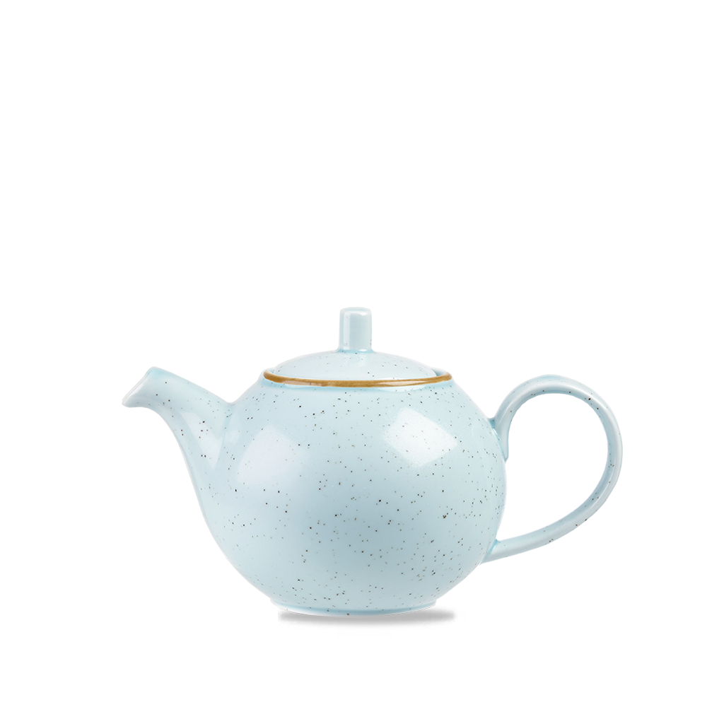 Blaue Teekanne mit Deckel.