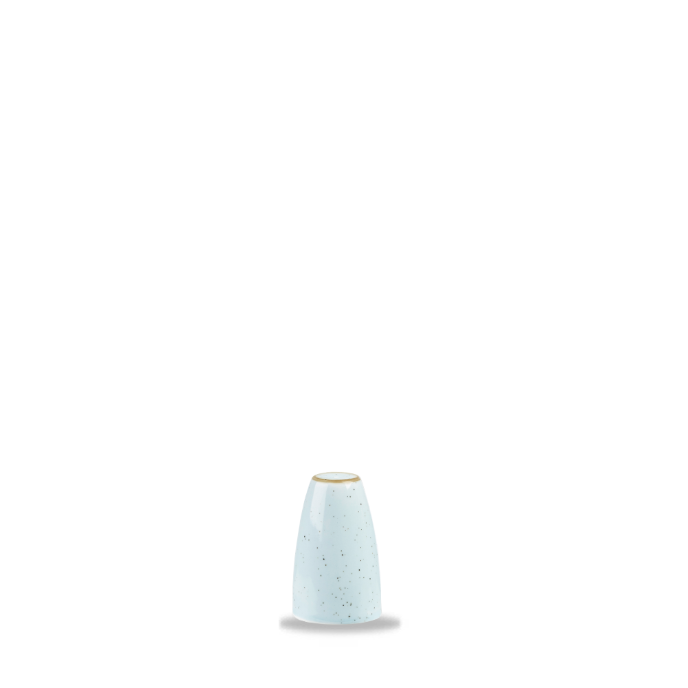 Weißer, gesprenkelter Keramikbecher.