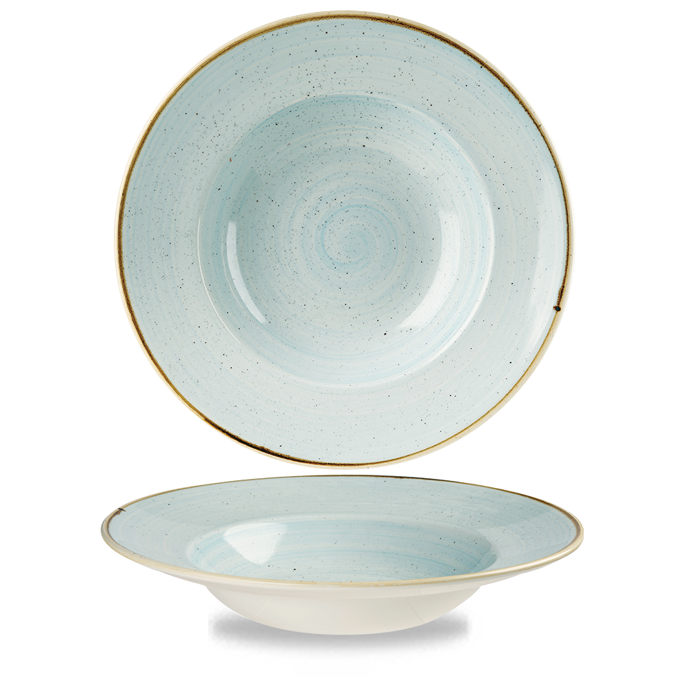 Zwei blaue Teller, rustikales Design.