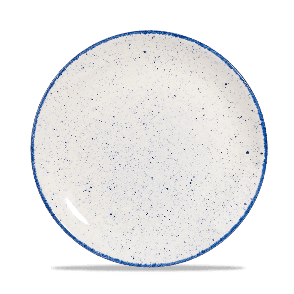 Leere Speiseteller mit blauer Rand