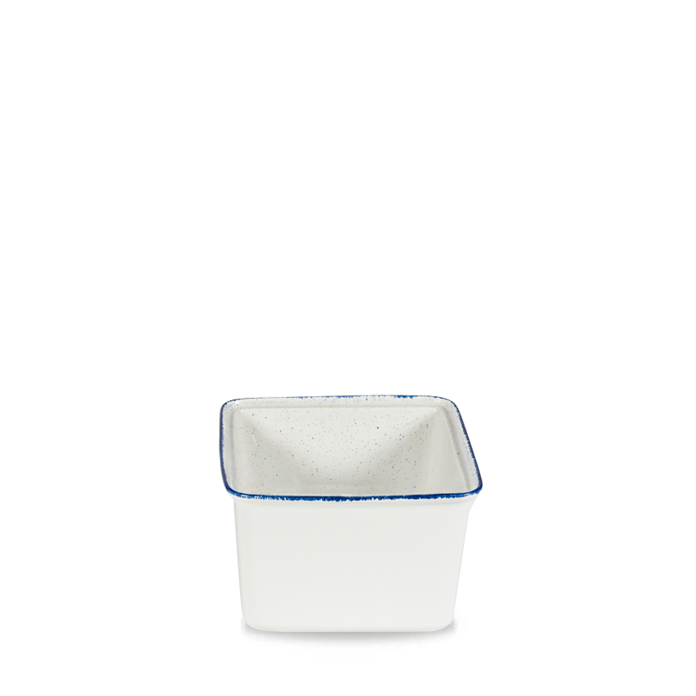 Weiße quadratische Schale mit Rand.