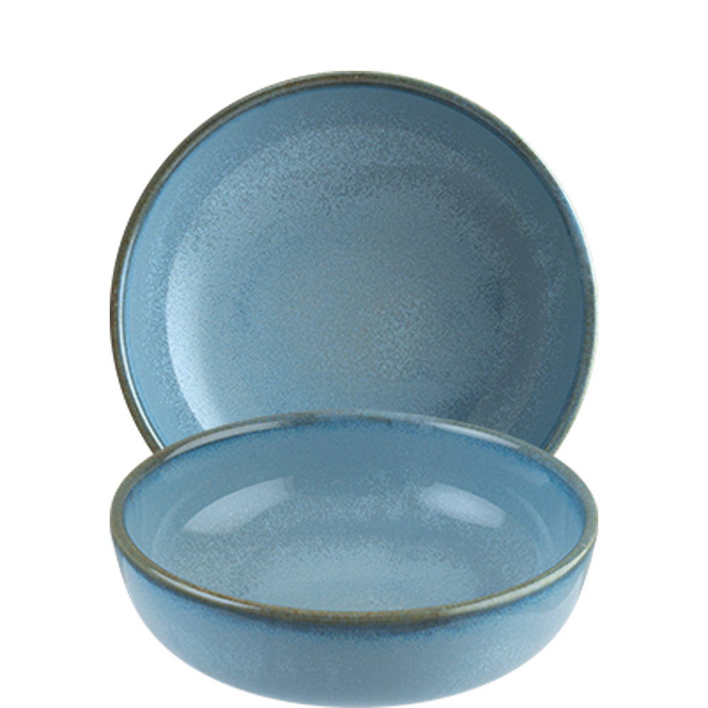 Blaue Teller und Schüssel Set.