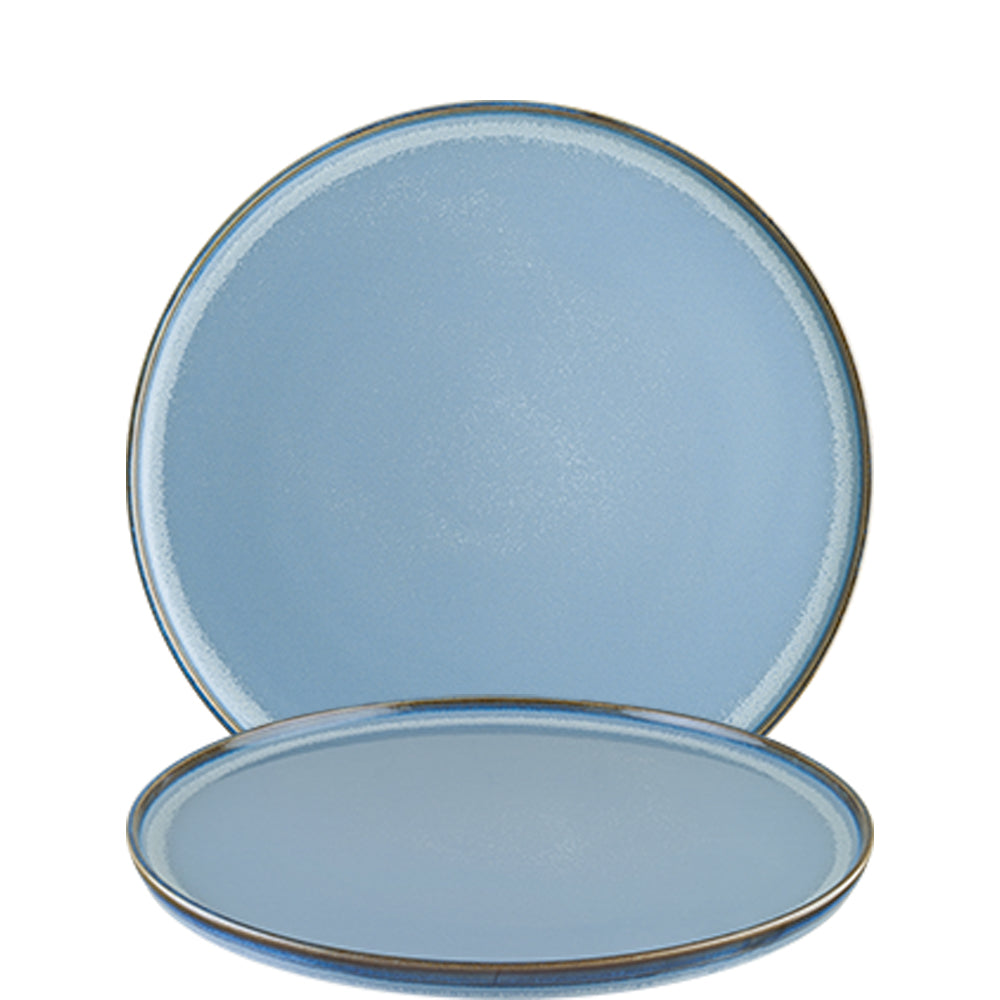 Zwei blaue Teller, schlichtes Design.