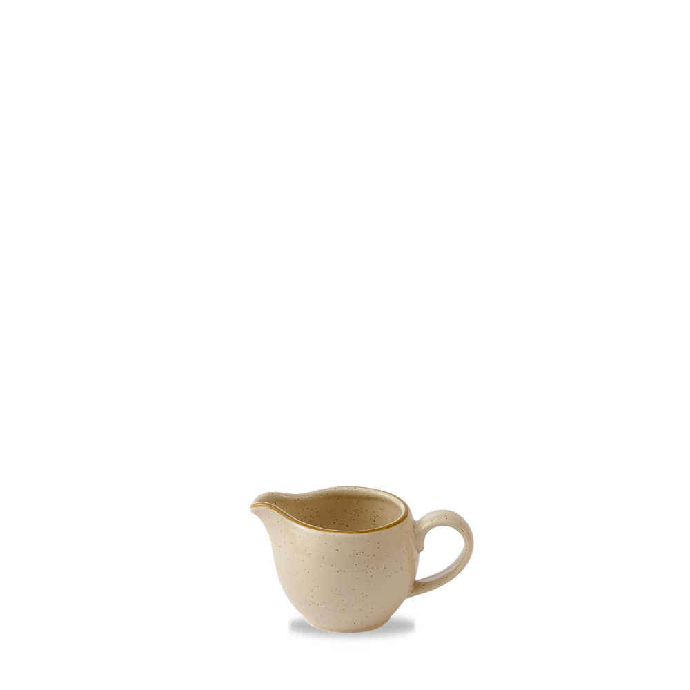 Kleine, beige Keramik-Sauciere.
