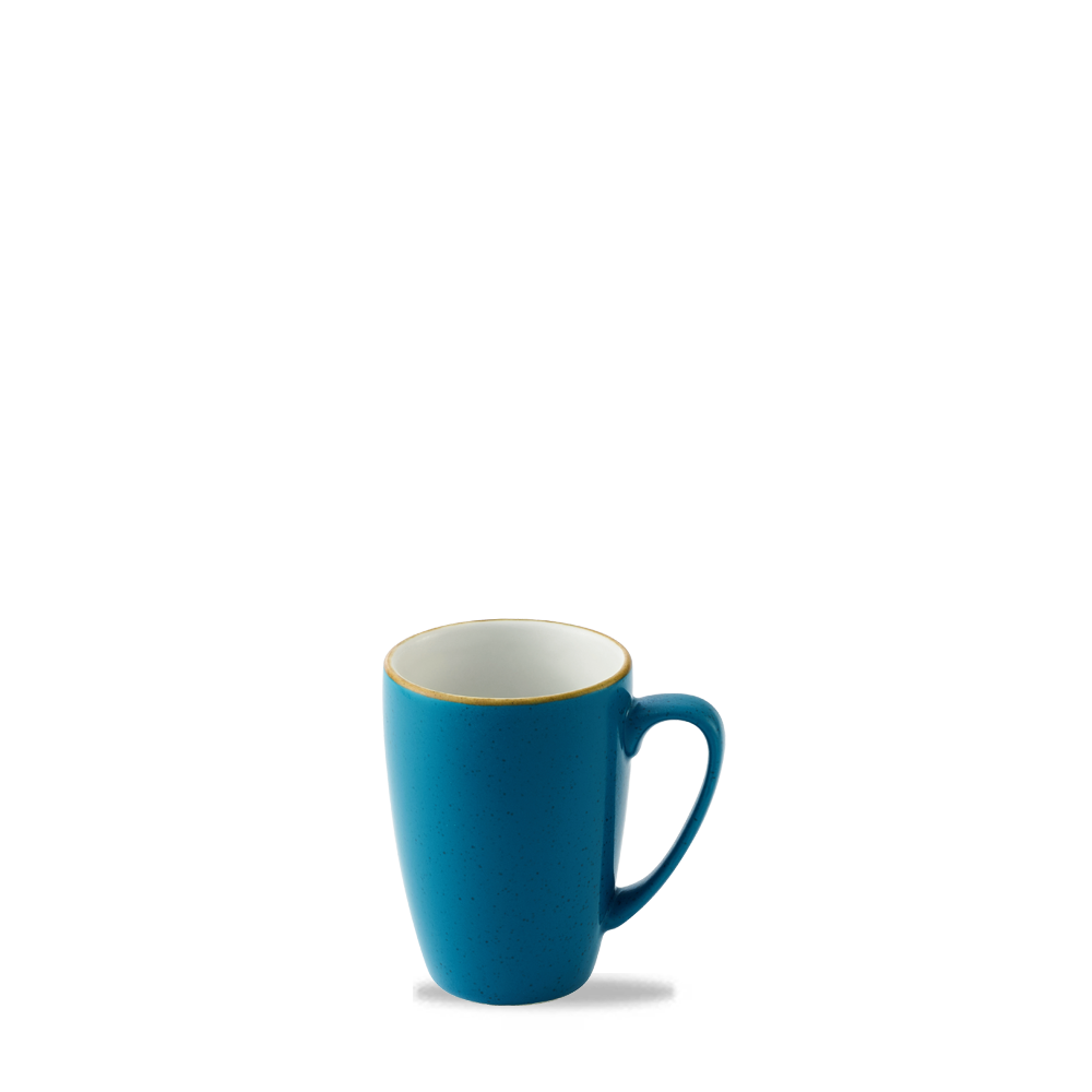 Blaue Tasse mit Henkel.