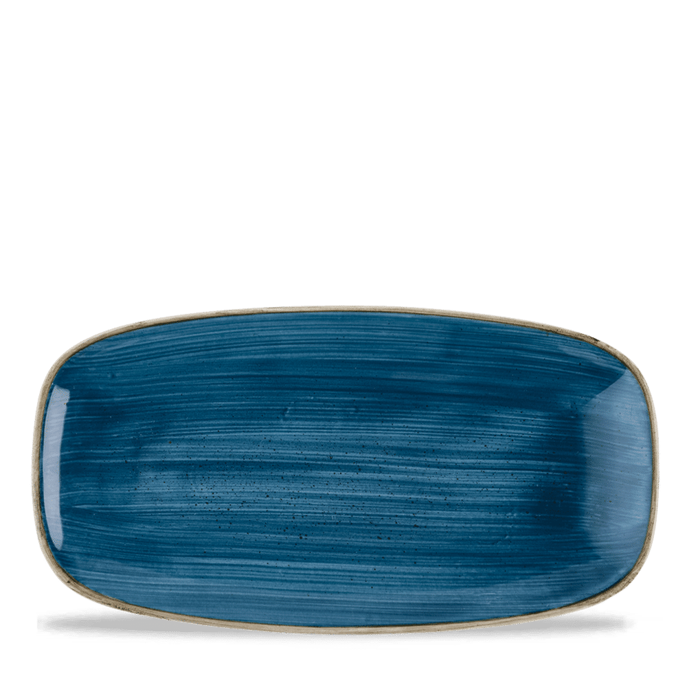 Blaue rechteckige Servierplatte