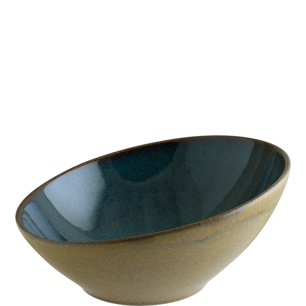 Schüssel aus Keramik, grün-braun.