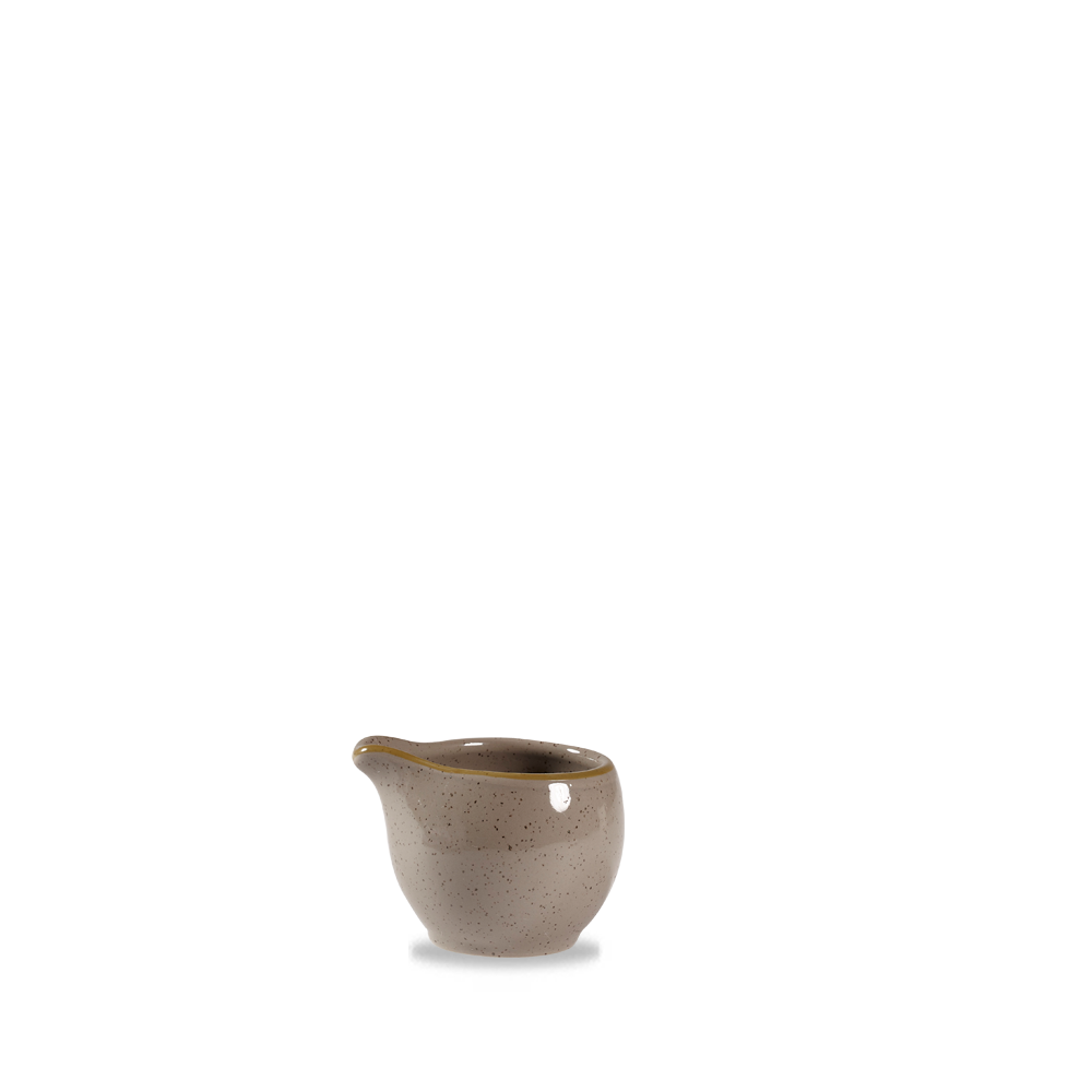Kleine, beige Keramik-Sauciere.