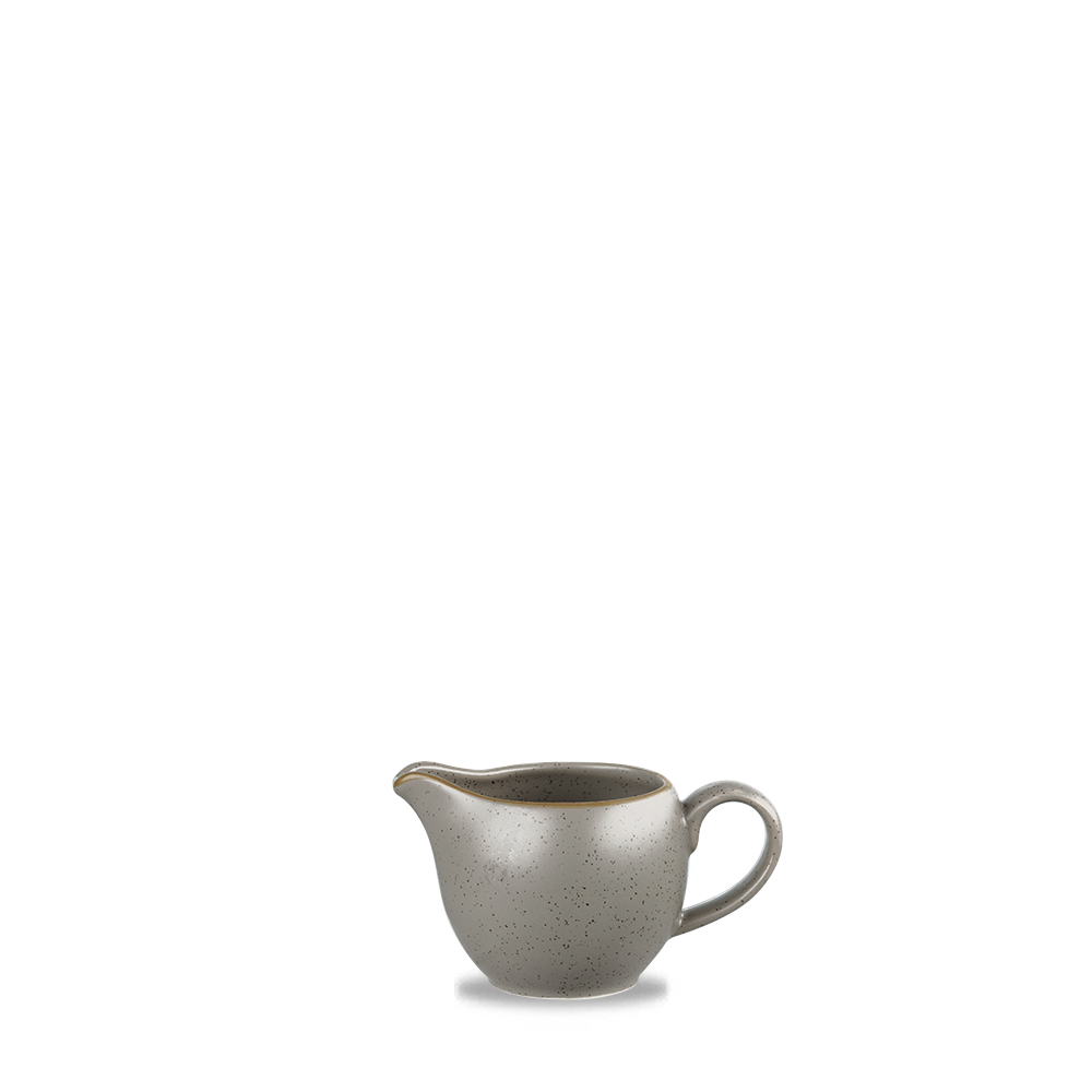 Grauer Keramik-Milchkännchen mit Henkel.