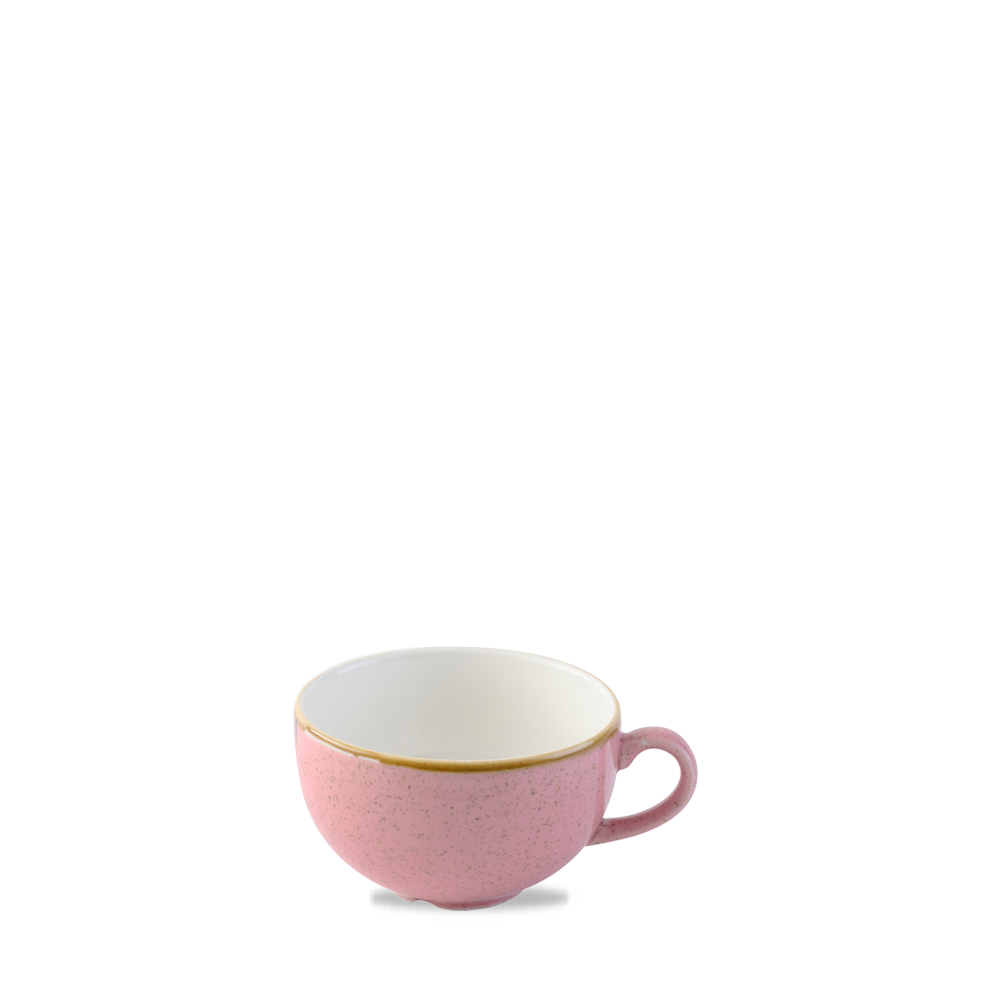Rosa Tasse mit Henkel.