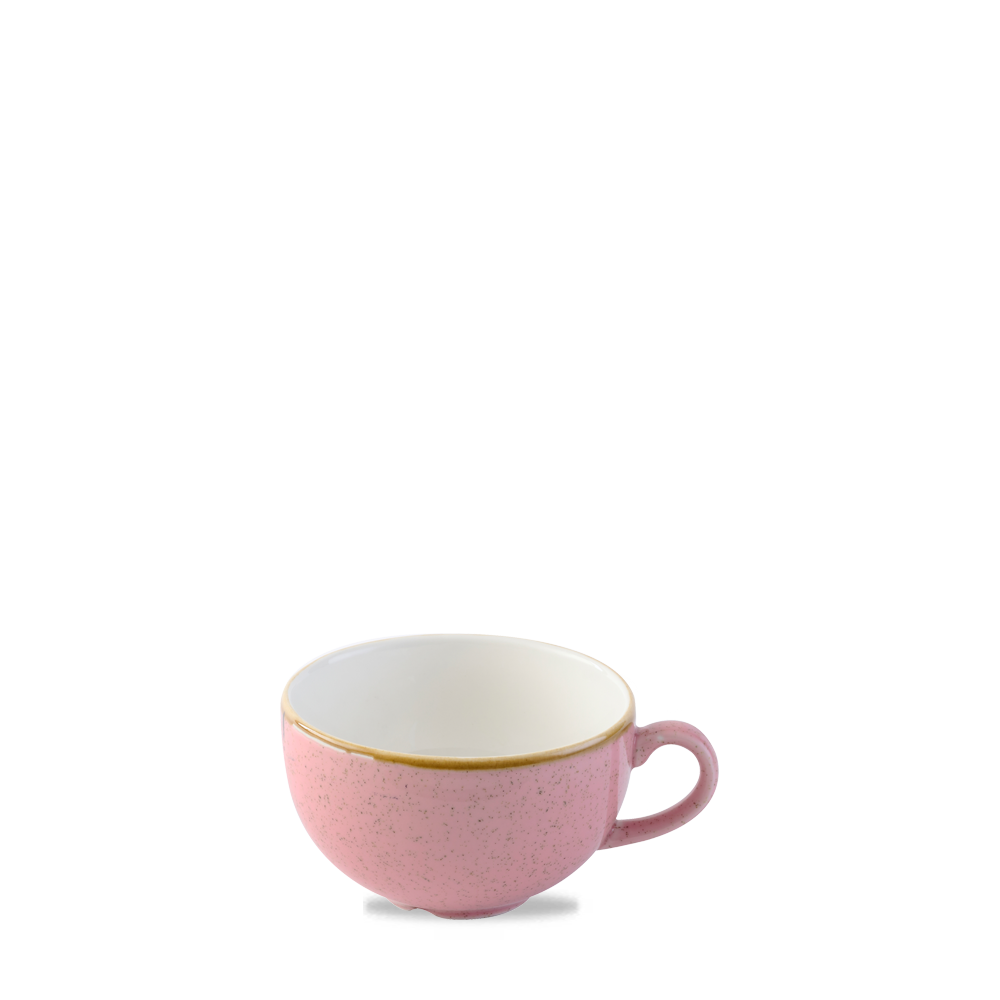 Rosa Tasse mit Henkel.