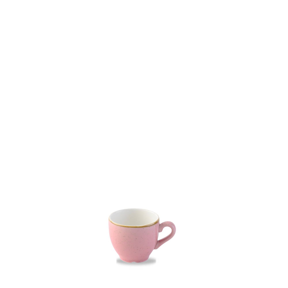 Rosa Tasse mit Henkel.
