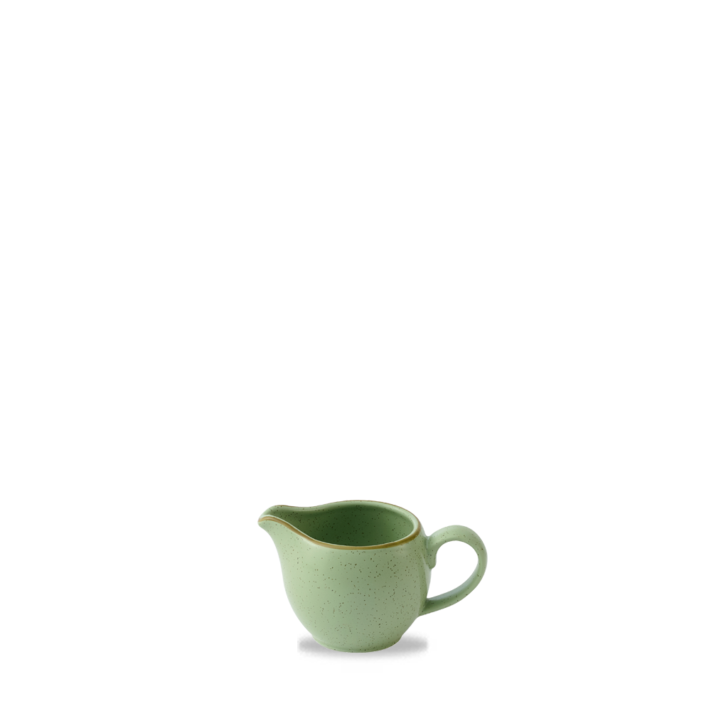 Grüner Keramik-Milchkännchen auf Weiß.