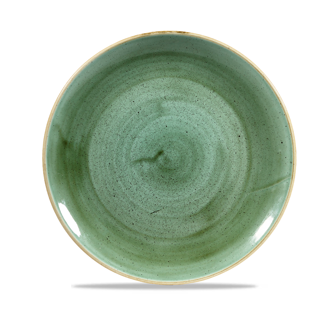 Grüner Teller mit Keramik-Optik.