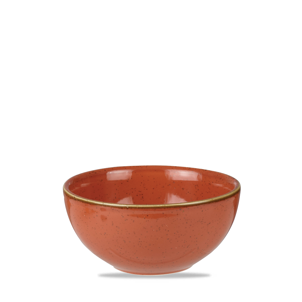 Rote Schüssel mit Sprenkeln.