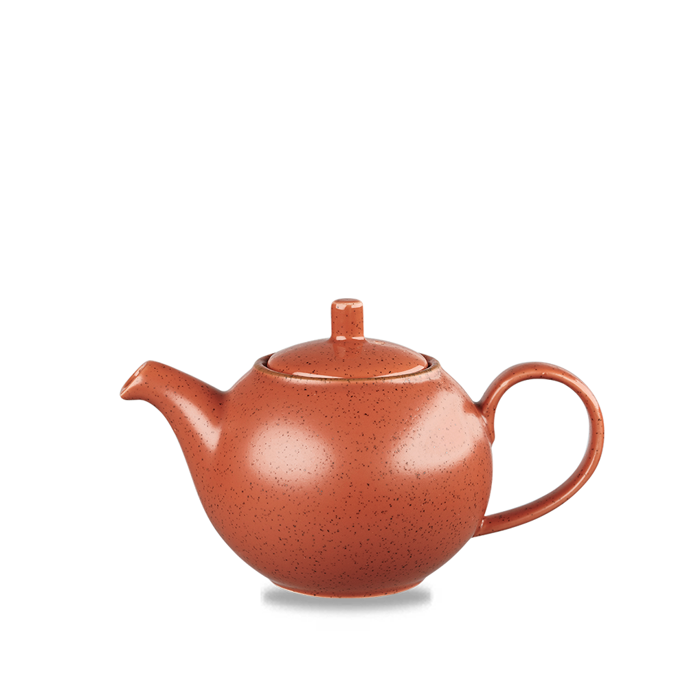 Braune Teekanne mit Deckel.