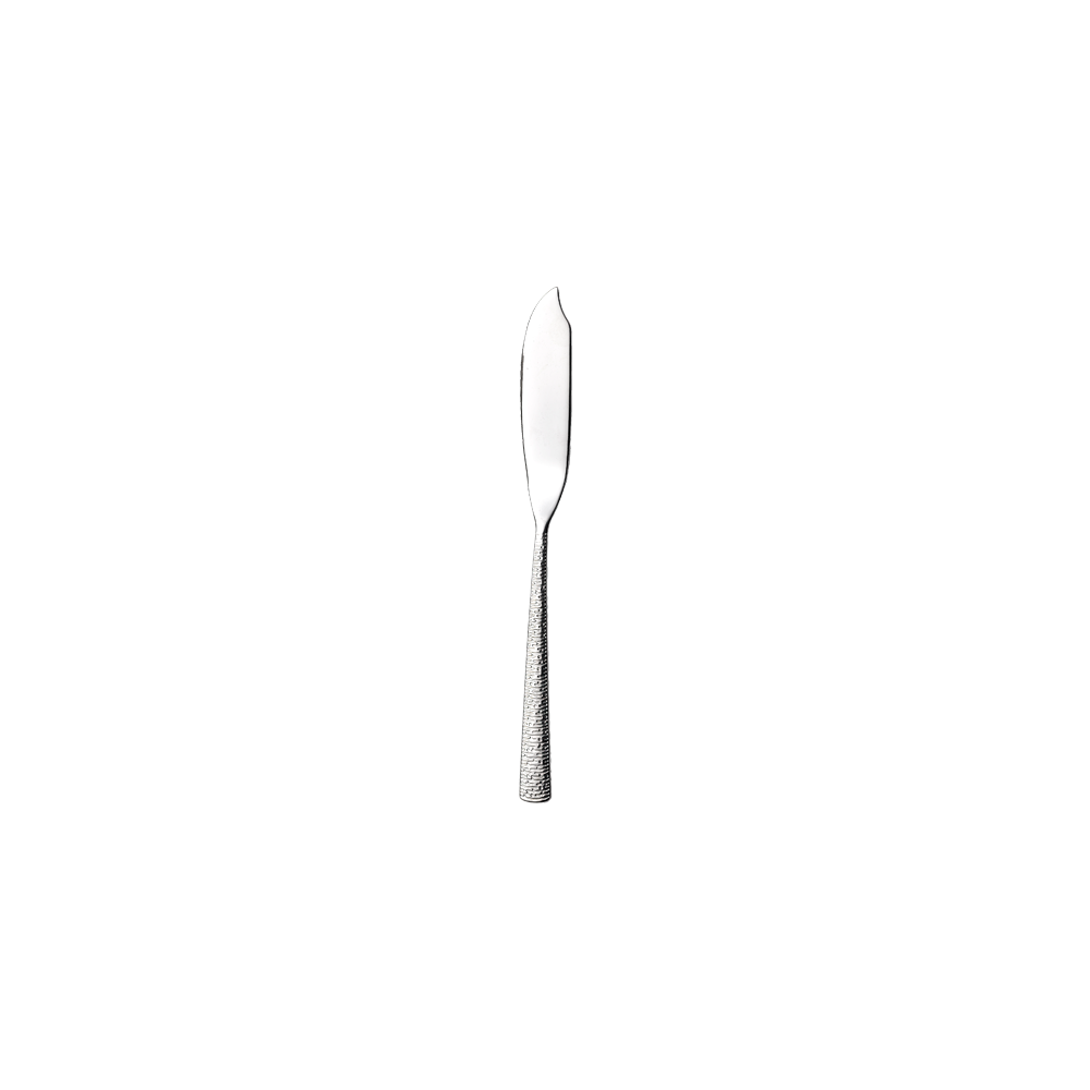 Silbernes Messer auf weißem Hintergrund.