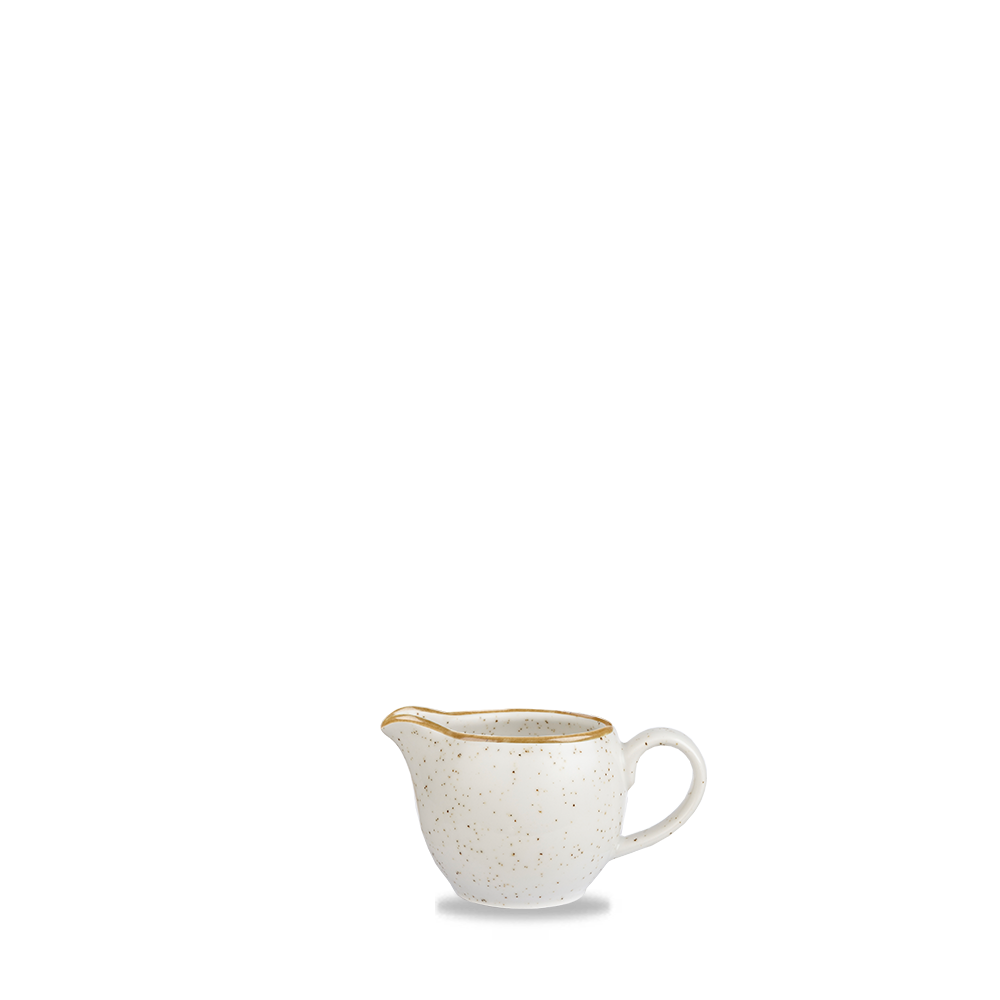 Kleiner, gesprenkelter Keramik-Milchkrug.