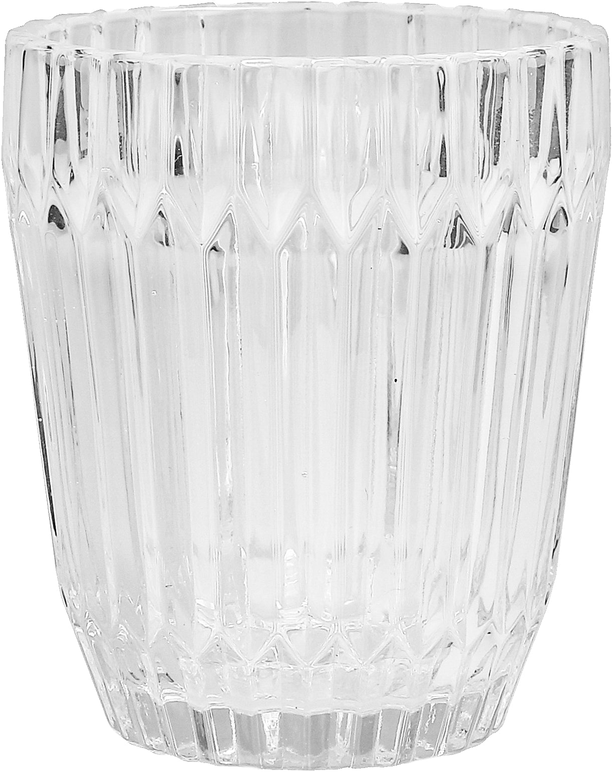 Geripptes Glas ohne Inhalt.