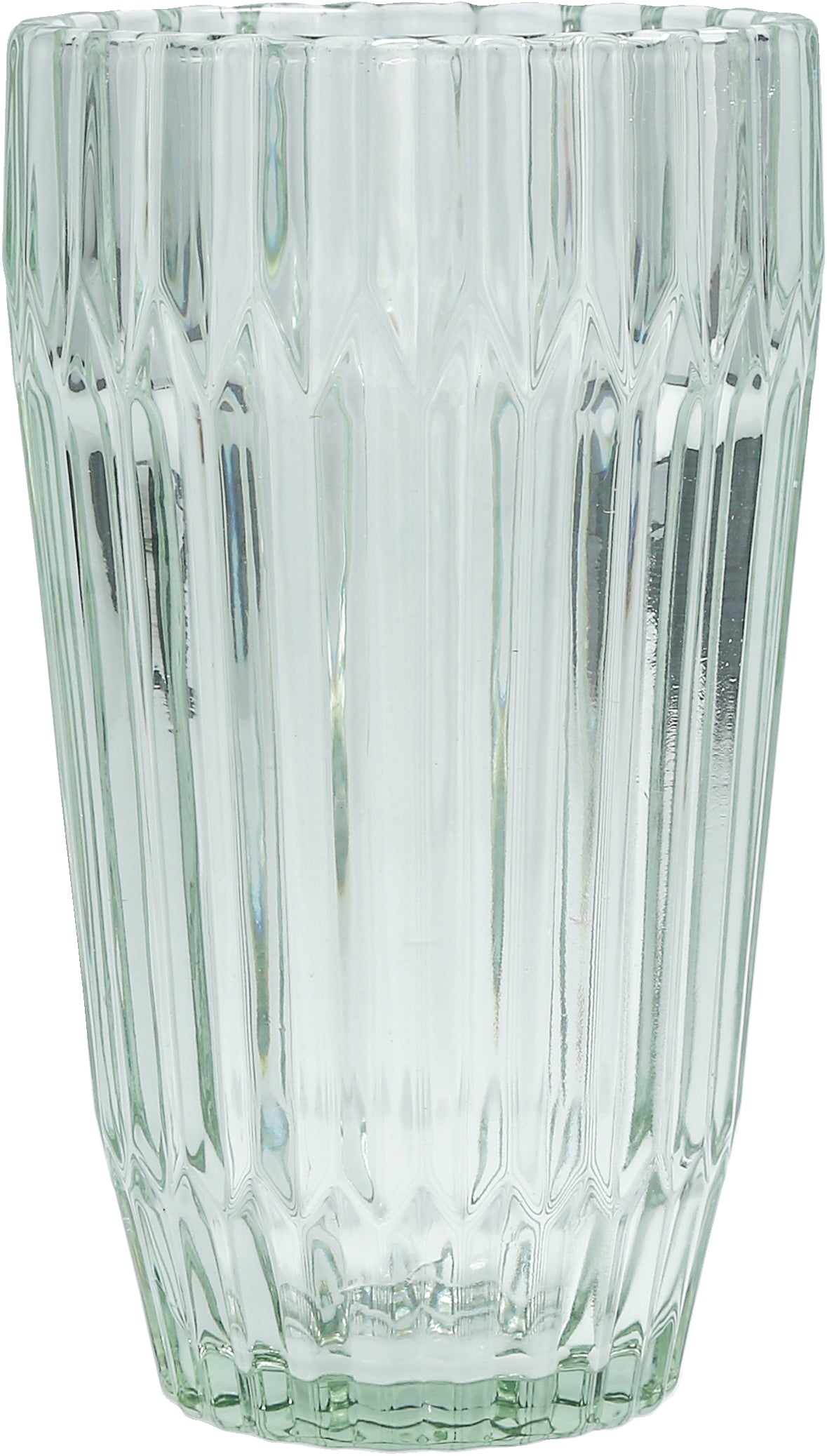 Geriffeltes Trinkglas aus Glas.
