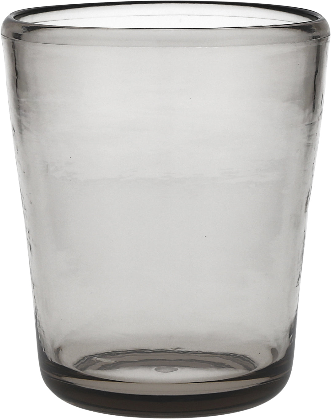 Graues Trinkglas aus Glas.