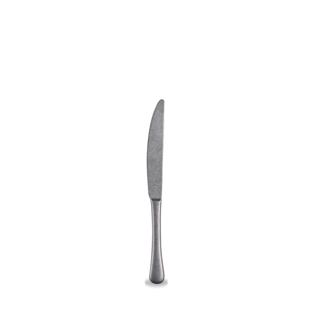 Silbernes Buttermesser auf weißem Hintergrund.