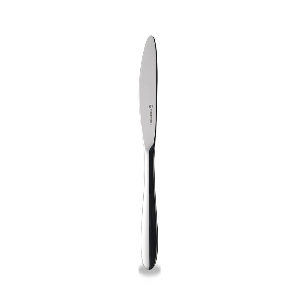 Silbernes Messer auf weißem Hintergrund.