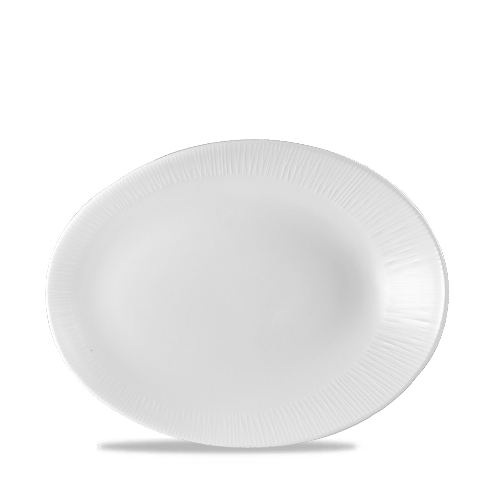 Weißer, ovaler Porzellanteller.