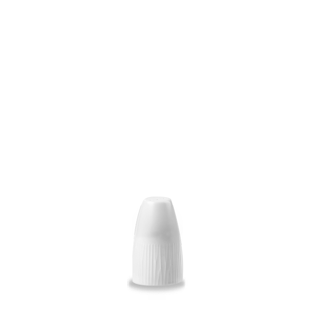 Weiße Porzellanvase auf weißem Hintergrund.