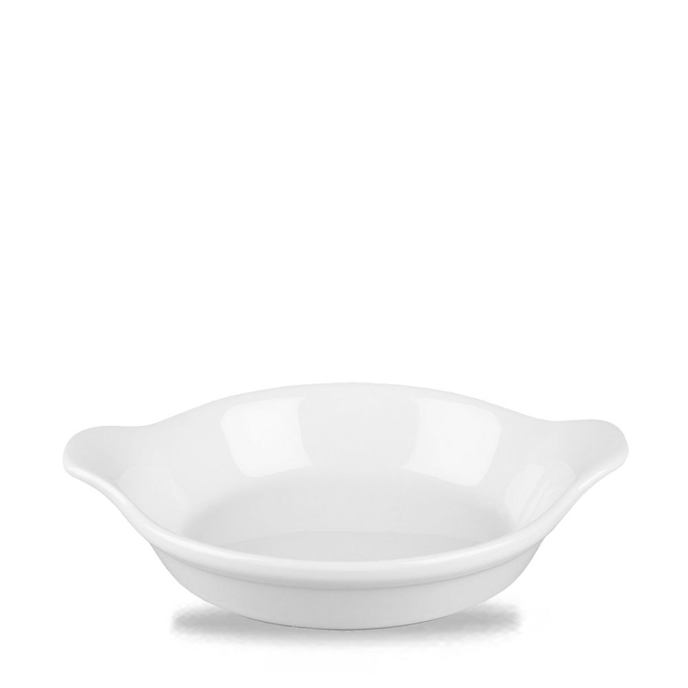 Weißer Porzellanteller mit Rand.