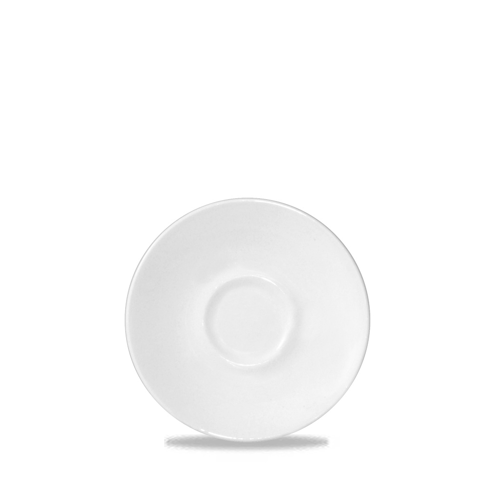Weiße Untertasse auf weißem Hintergrund.