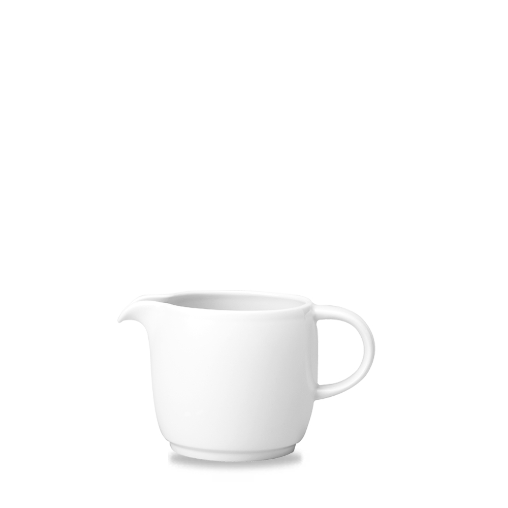 Weißer Keramik-Milchkännchen mit Henkel.