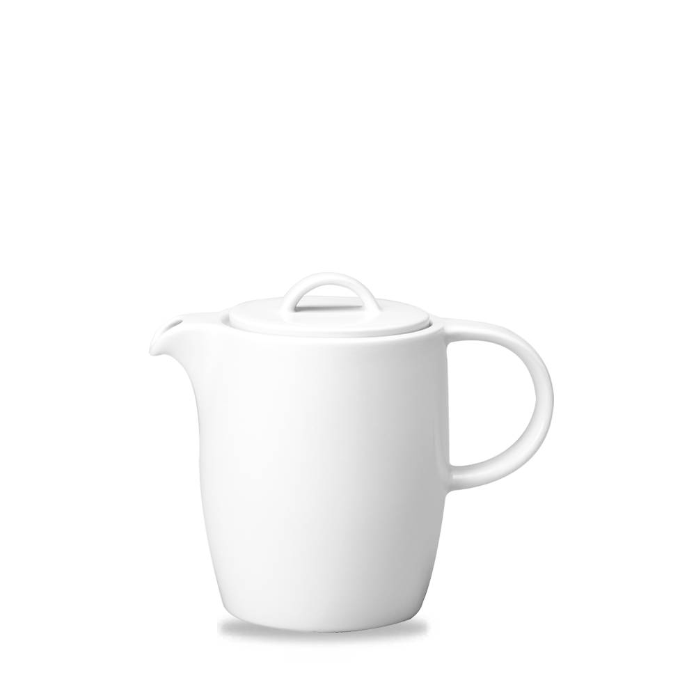 Weiße Teekanne mit Deckel.