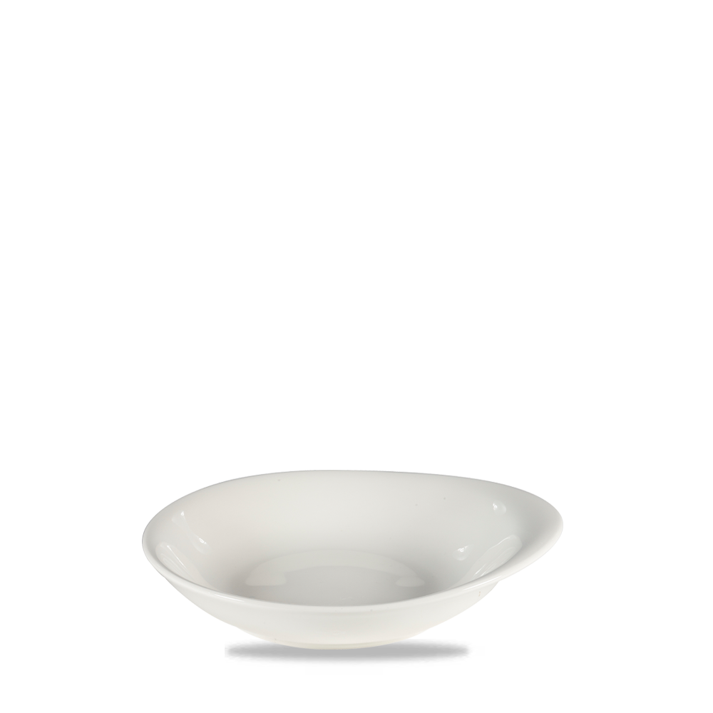 Weißer, flacher Porzellanteller.