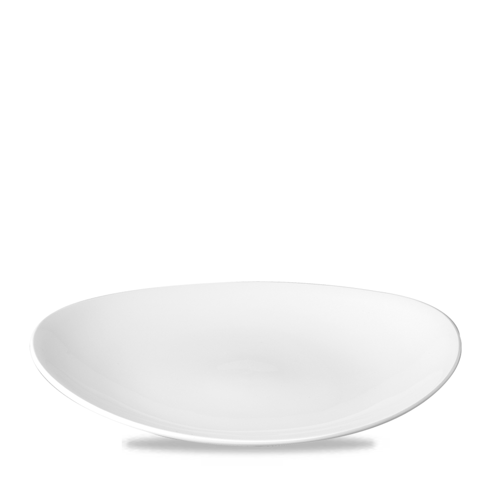 Weißer Teller auf weißem Hintergrund.
