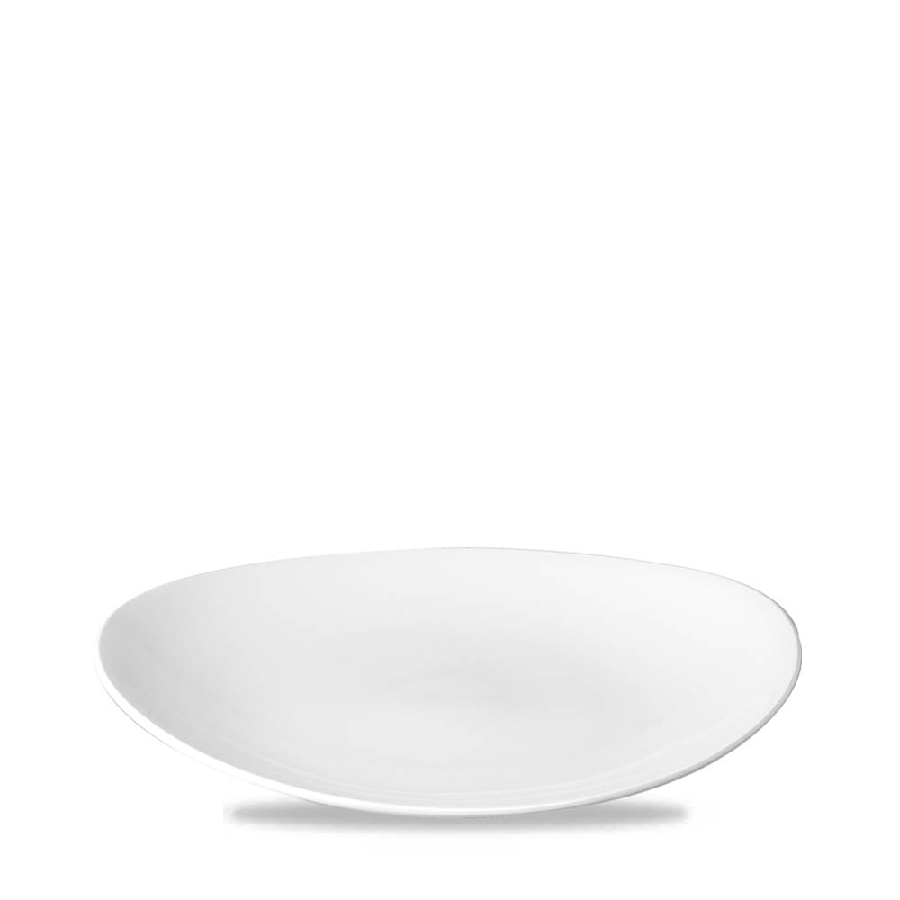 Weißer, flacher, runder Teller.