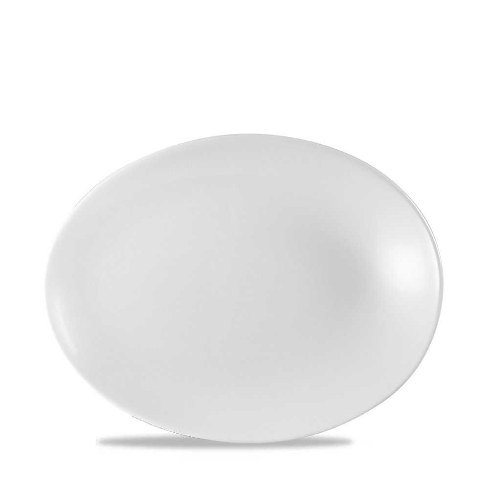 Weißer, runder Porzellanteller.
