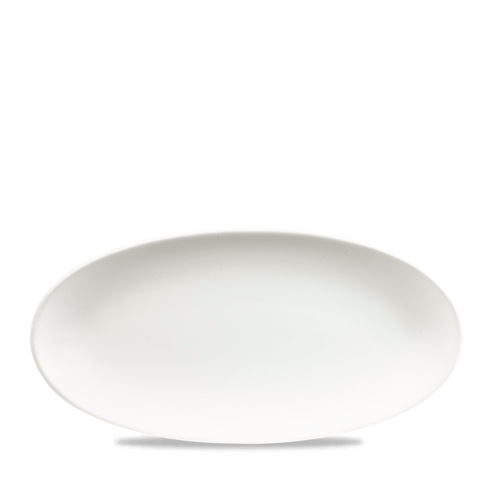Weißer, ovaler, leerer Teller.