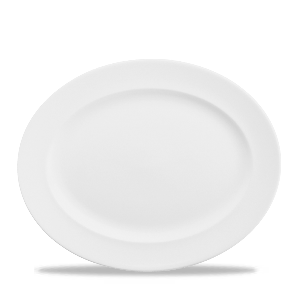 Weißer, ovaler Porzellanteller.