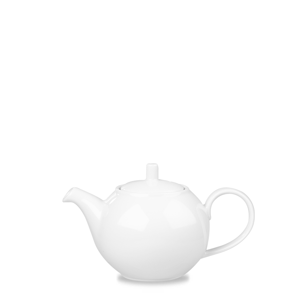 Weiße Teekanne auf weißem Hintergrund.