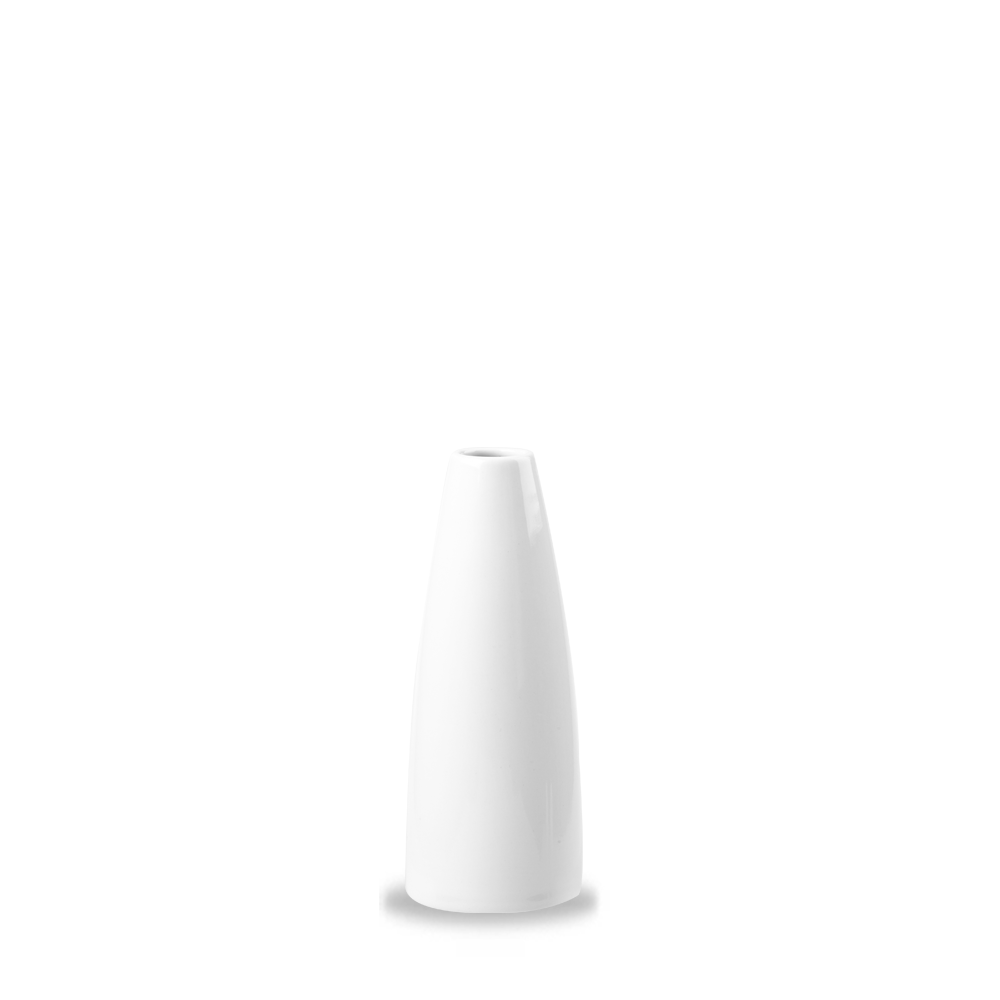 Weiße, konische Vase auf Weiß.