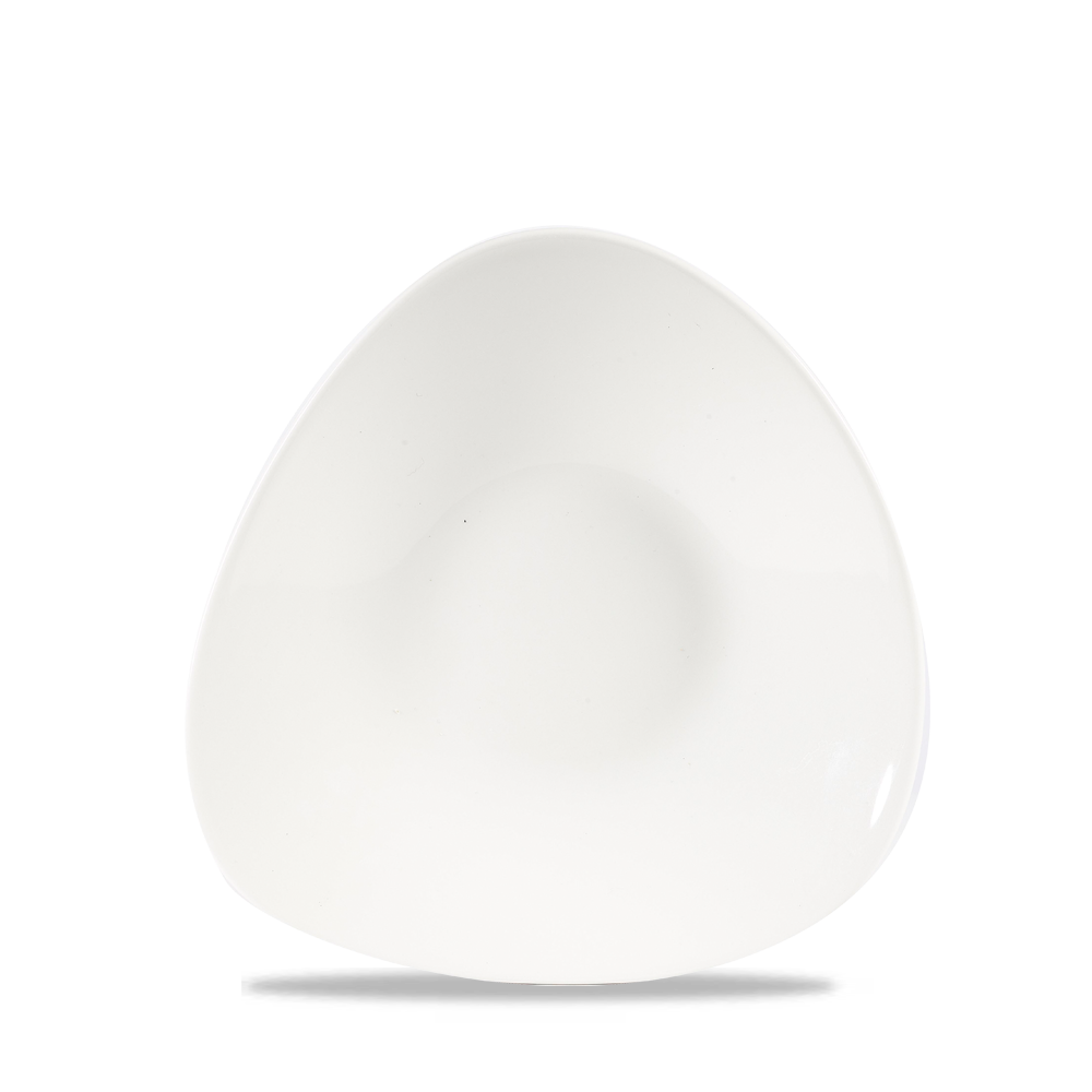 Weißer, dreieckiger Teller, minimalistisch.