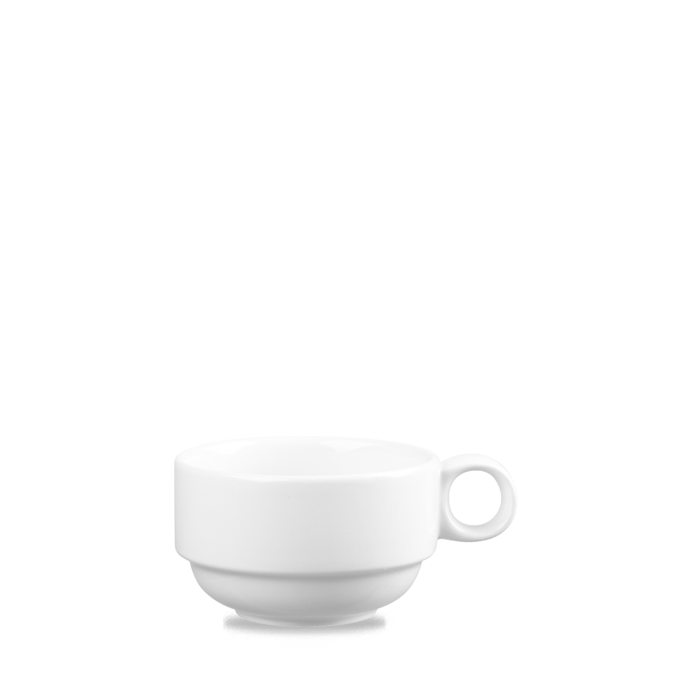 Weiße Tasse mit Henkelring.