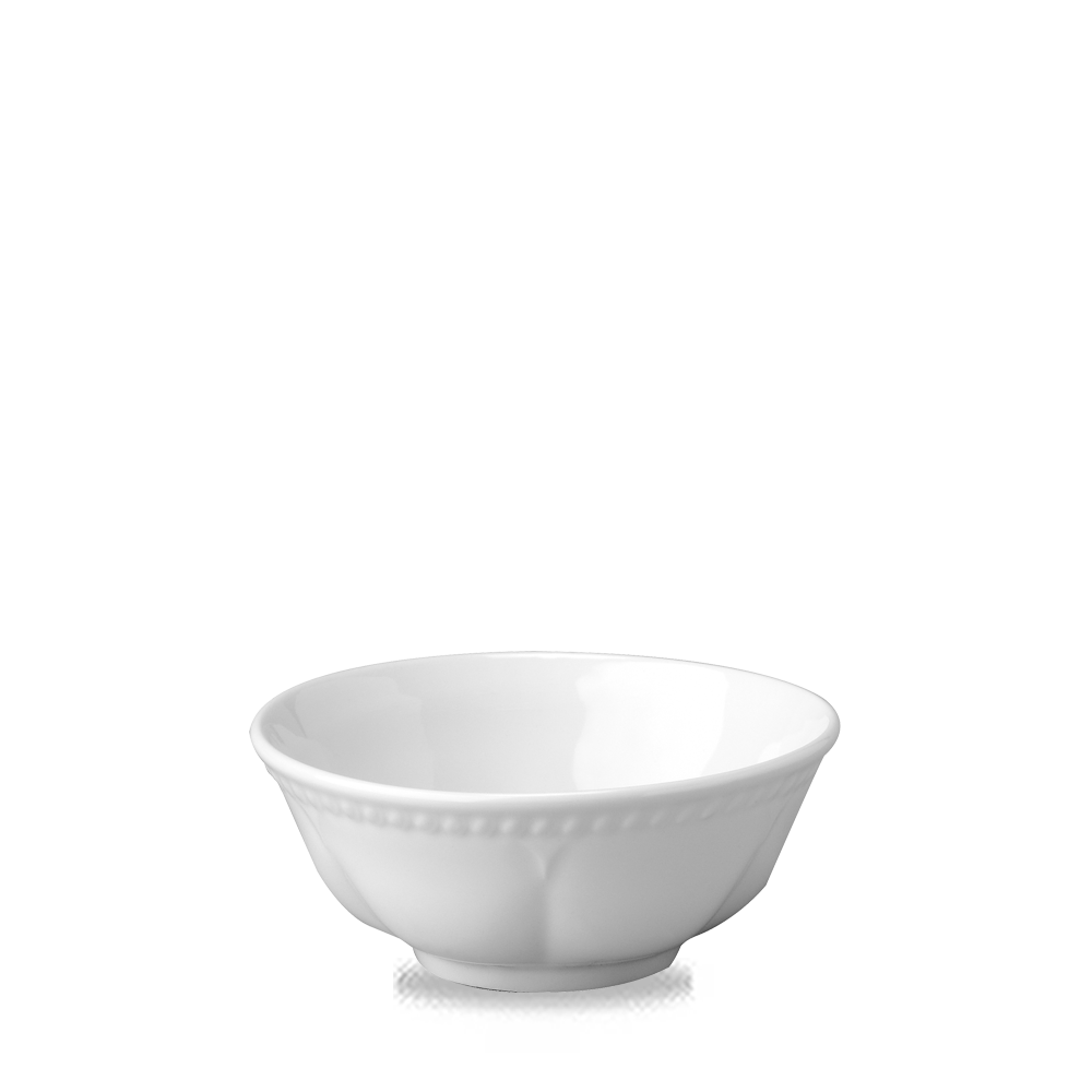 Weiße Schüssel auf weißem Hintergrund.