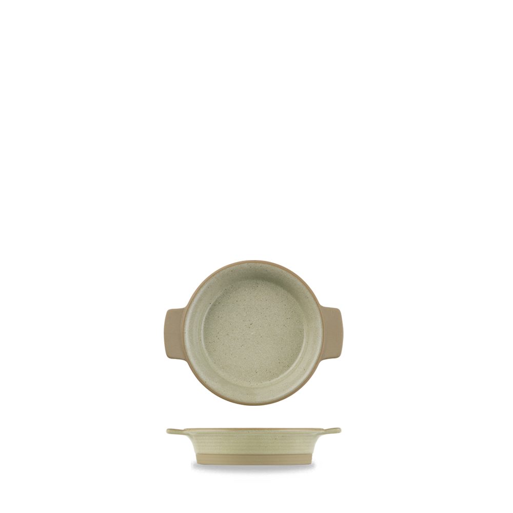 Keramikschale mit Griffen, beige.