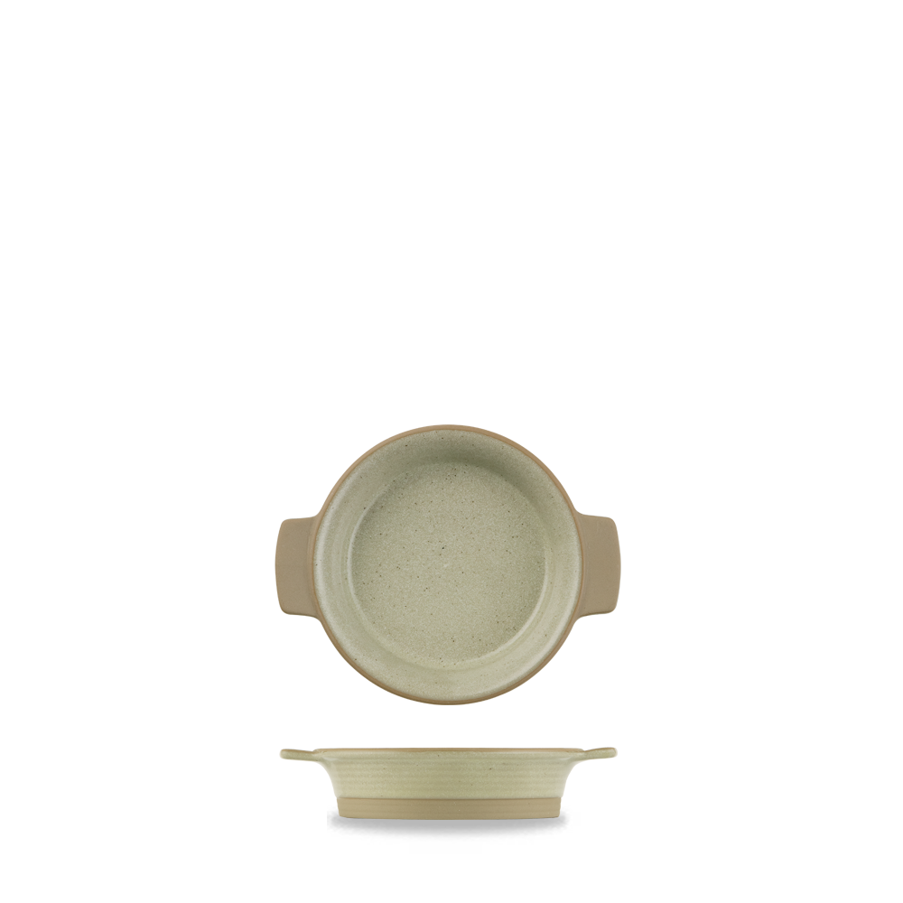 Keramikschale mit Griffen, beige.