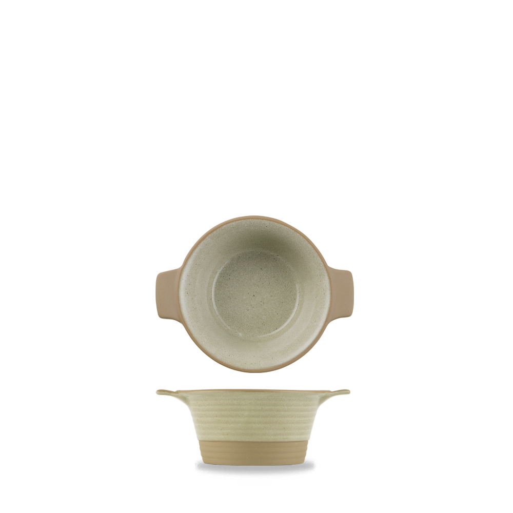 Keramikschale mit Henkeln, beige.