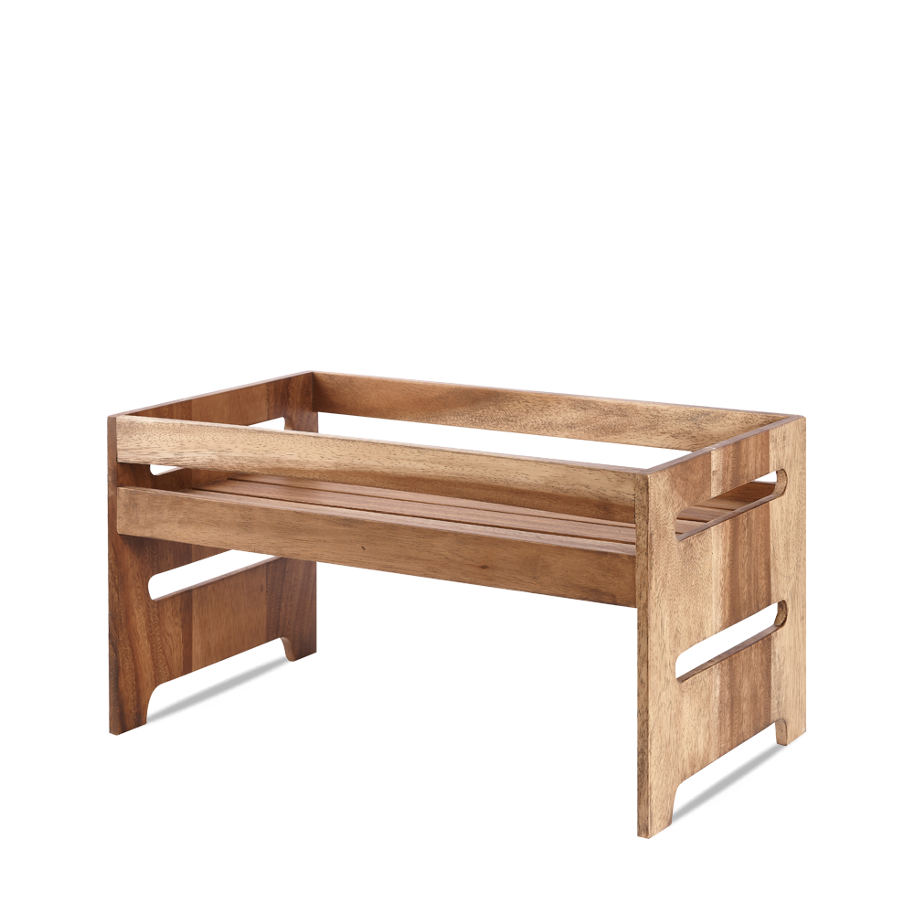Holzgestell für Buffetpräsentation.