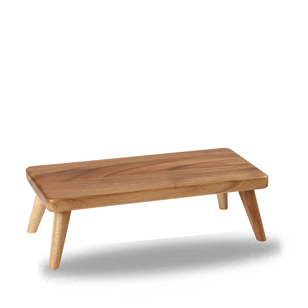 Holztablett mit Beinen.