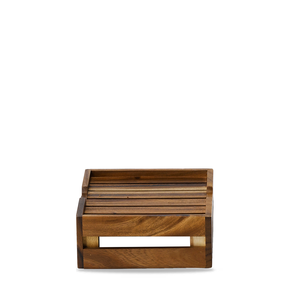 Holztablett mit Fächern.